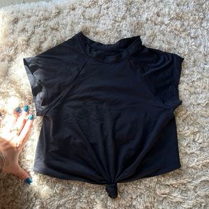 Frankie’s Bikinis Black cropped swim shirt
